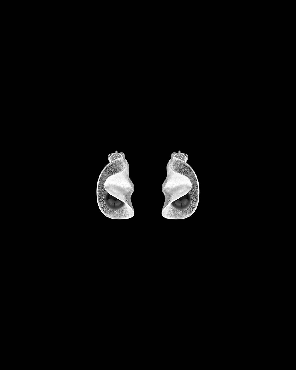 Black Onyx Silver Earrings