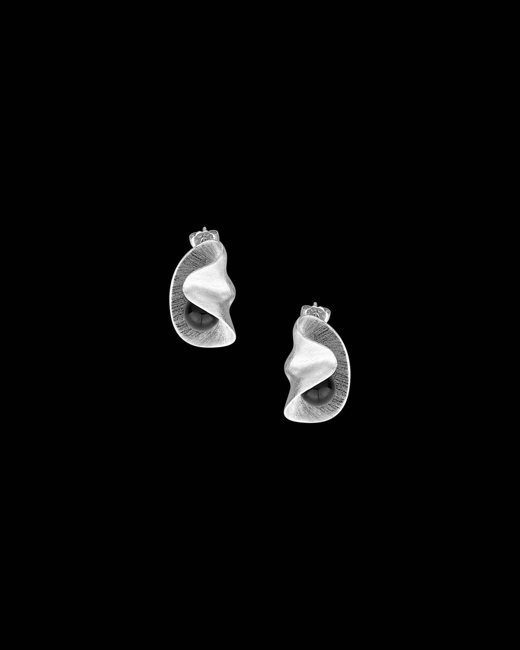 Black Onyx Silver Earrings