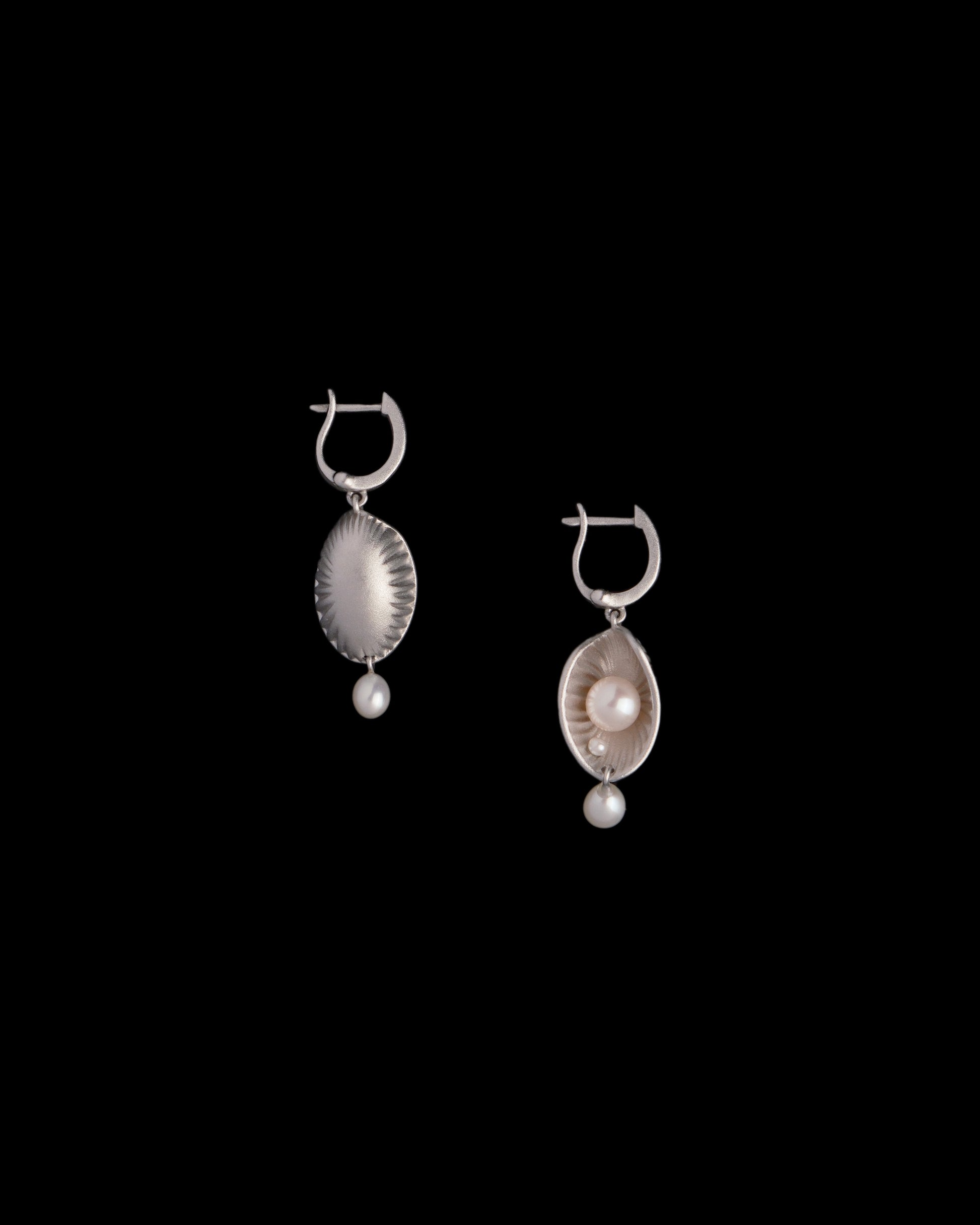 Pearl and Recycled Silver Earrings
