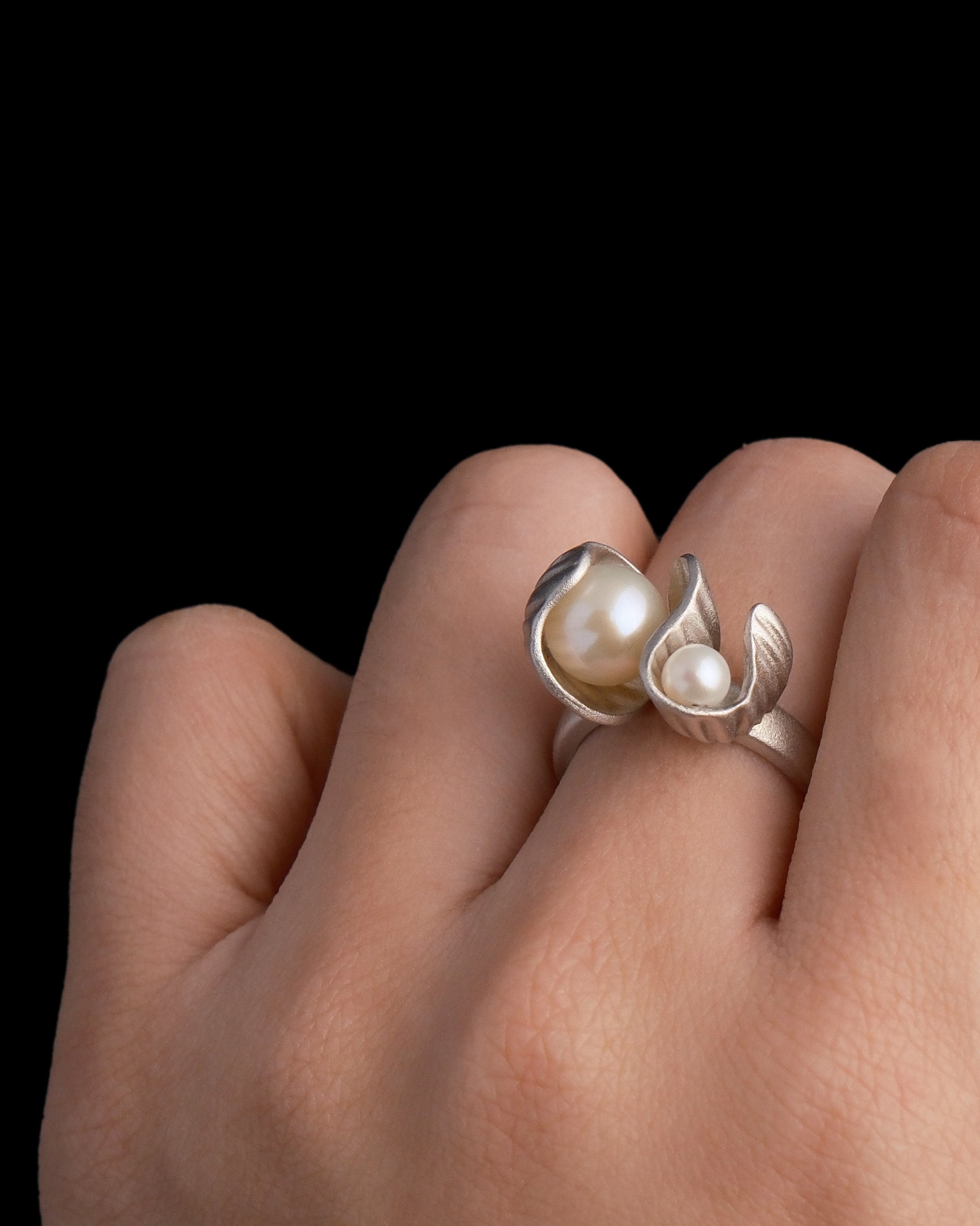 Pearl and Recycled Sliver Ring