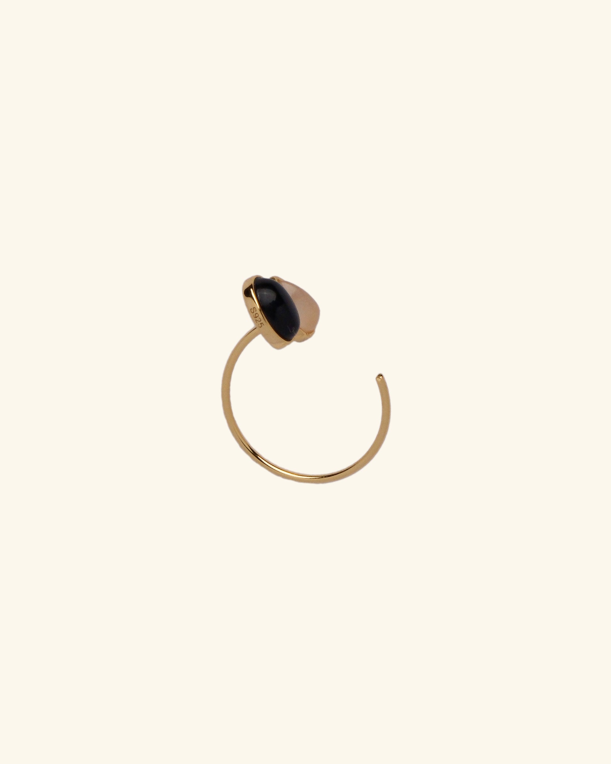 Open Hoop Onyx Earrings in gold