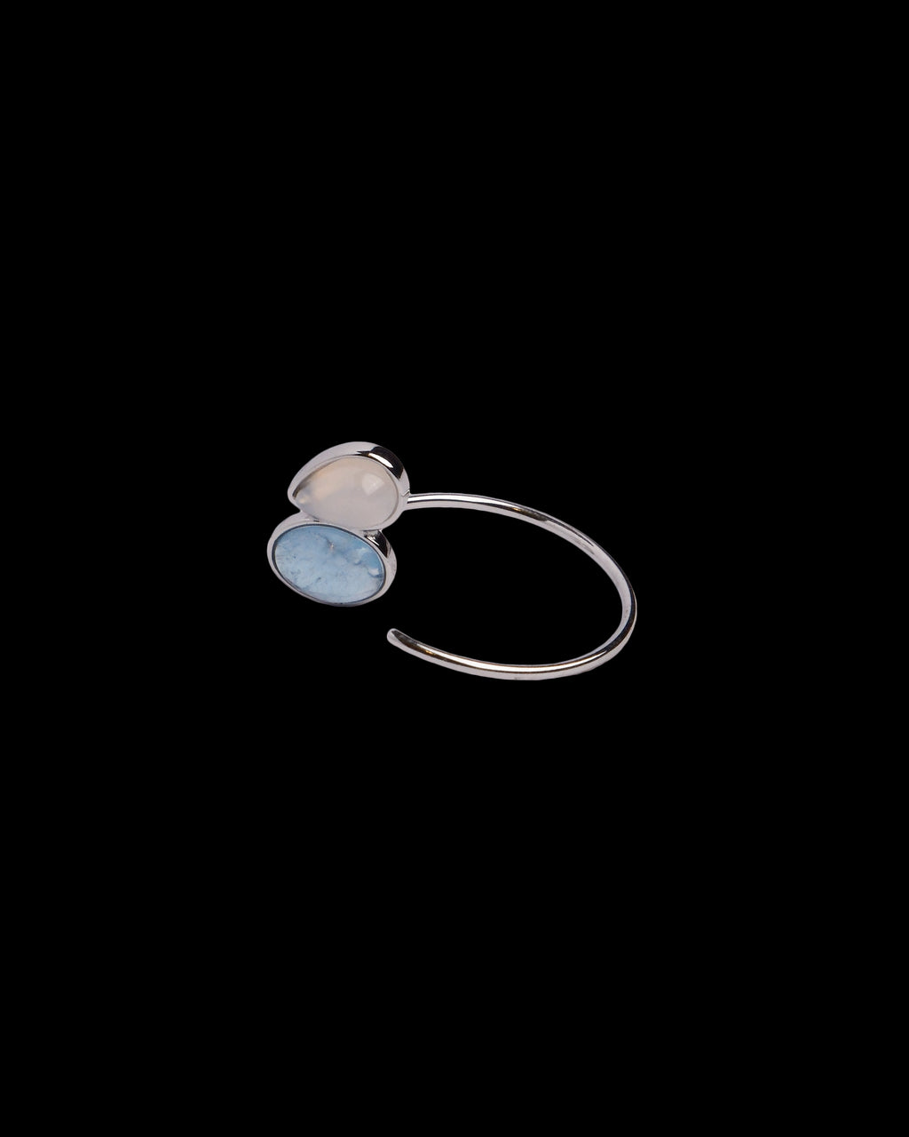 Open Hoop Onyx Earrings in silver