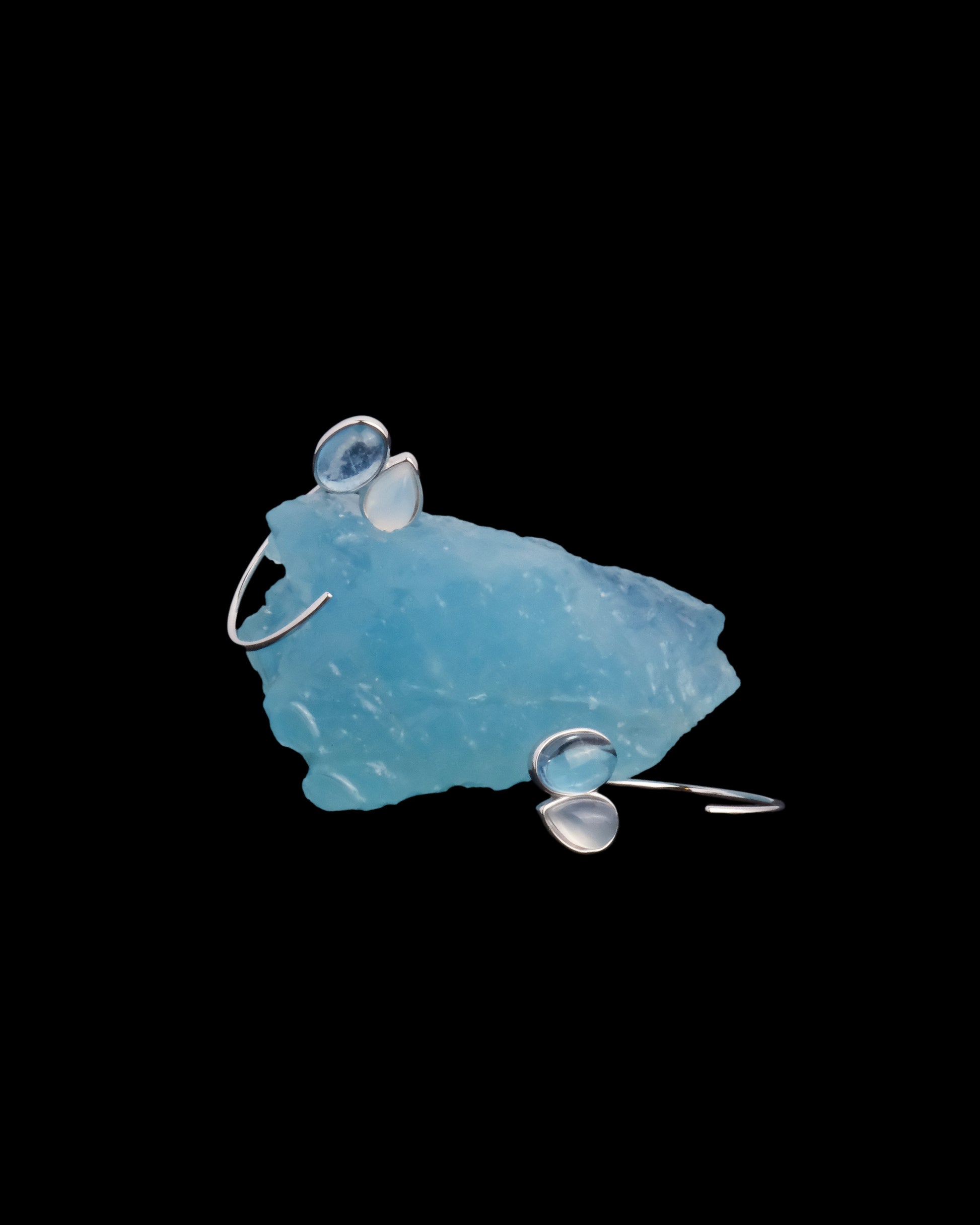 Open Hoop Onyx Earrings in silver