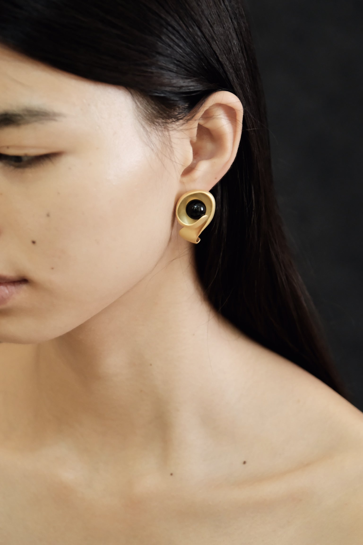 Black Onyx and Gold Vermeil Earrings