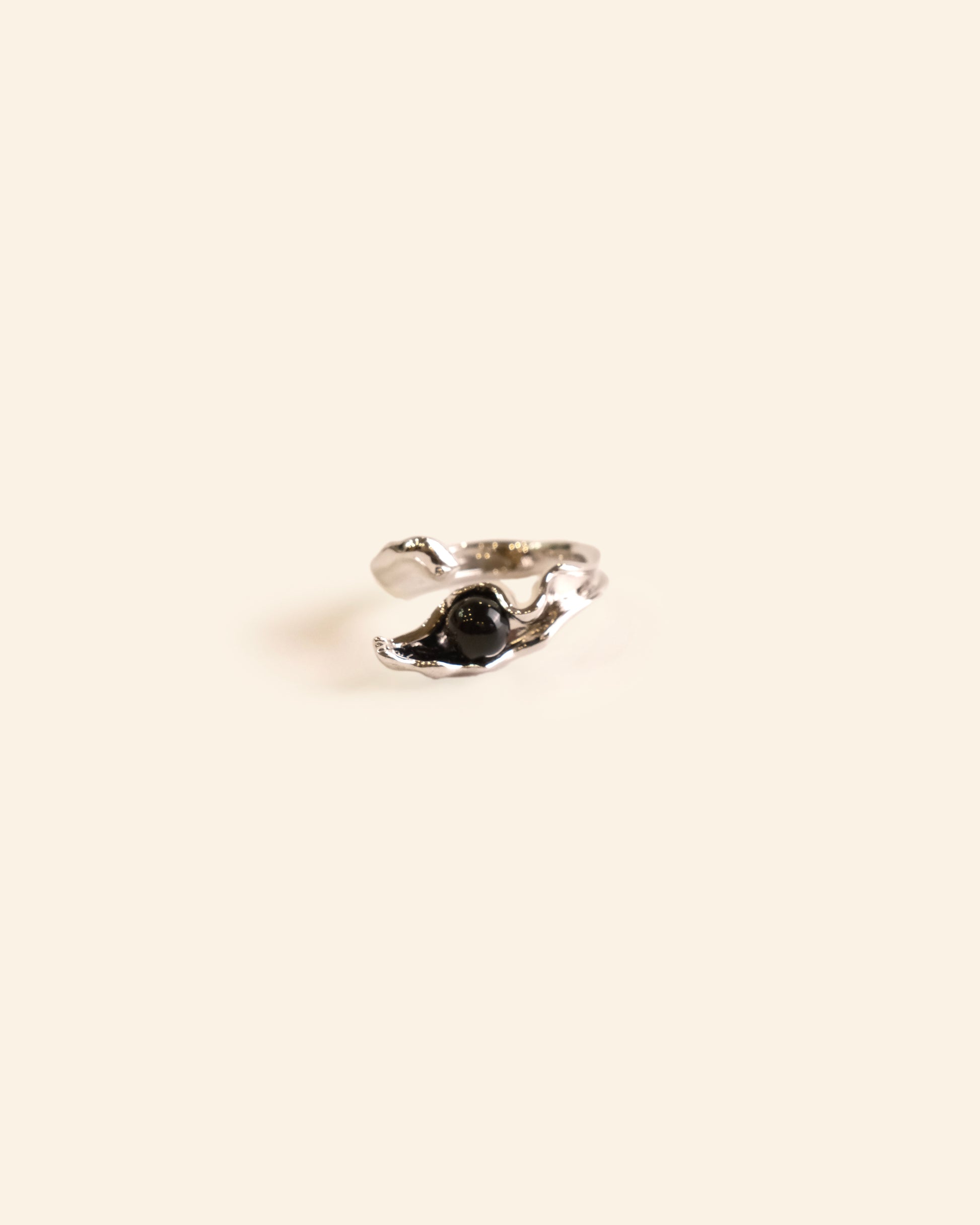Black Onyx and Silver Plated Ring