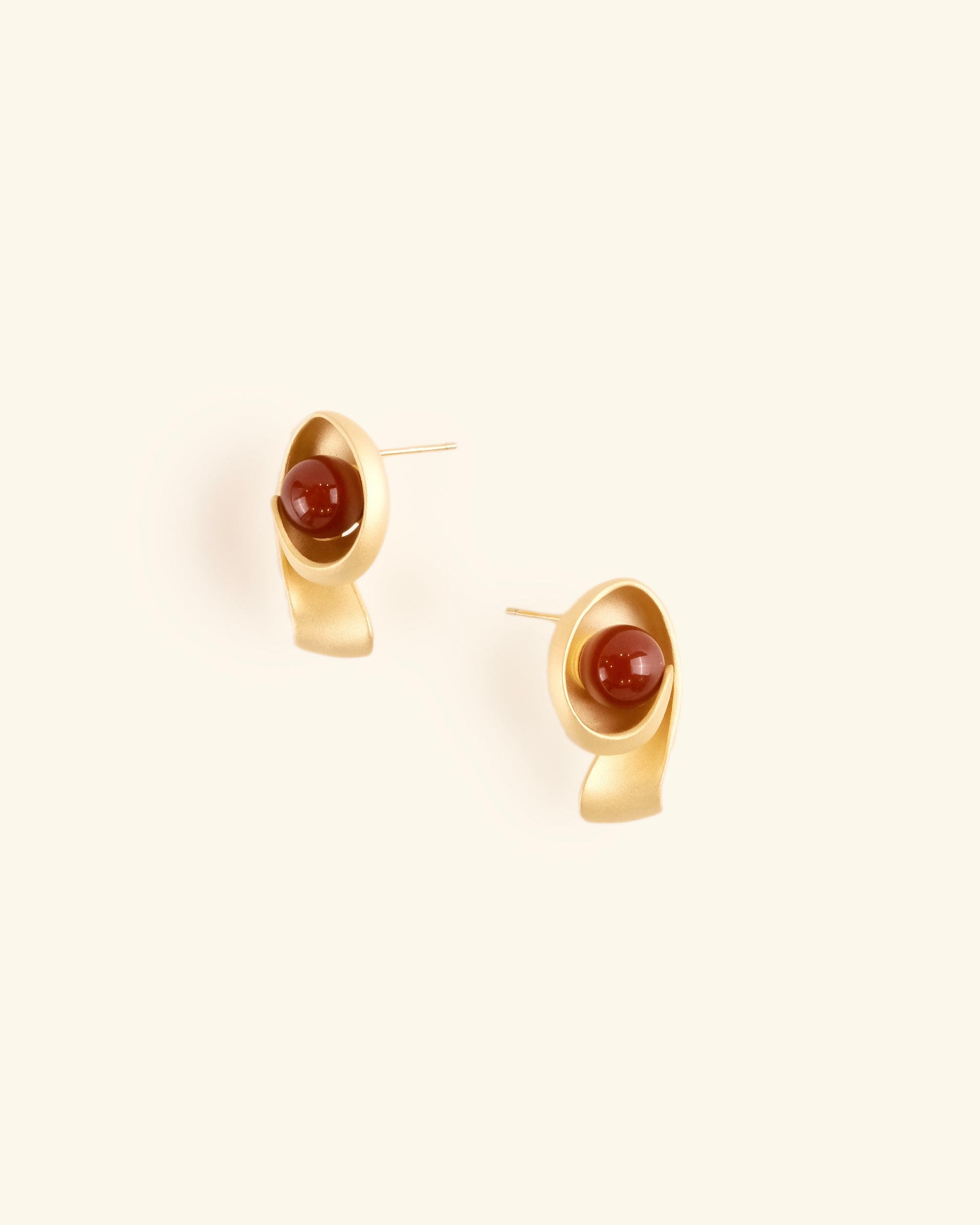 Red Onyx and Gold Vermeil Earrings