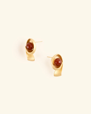 Red Onyx and Gold Vermeil Earrings