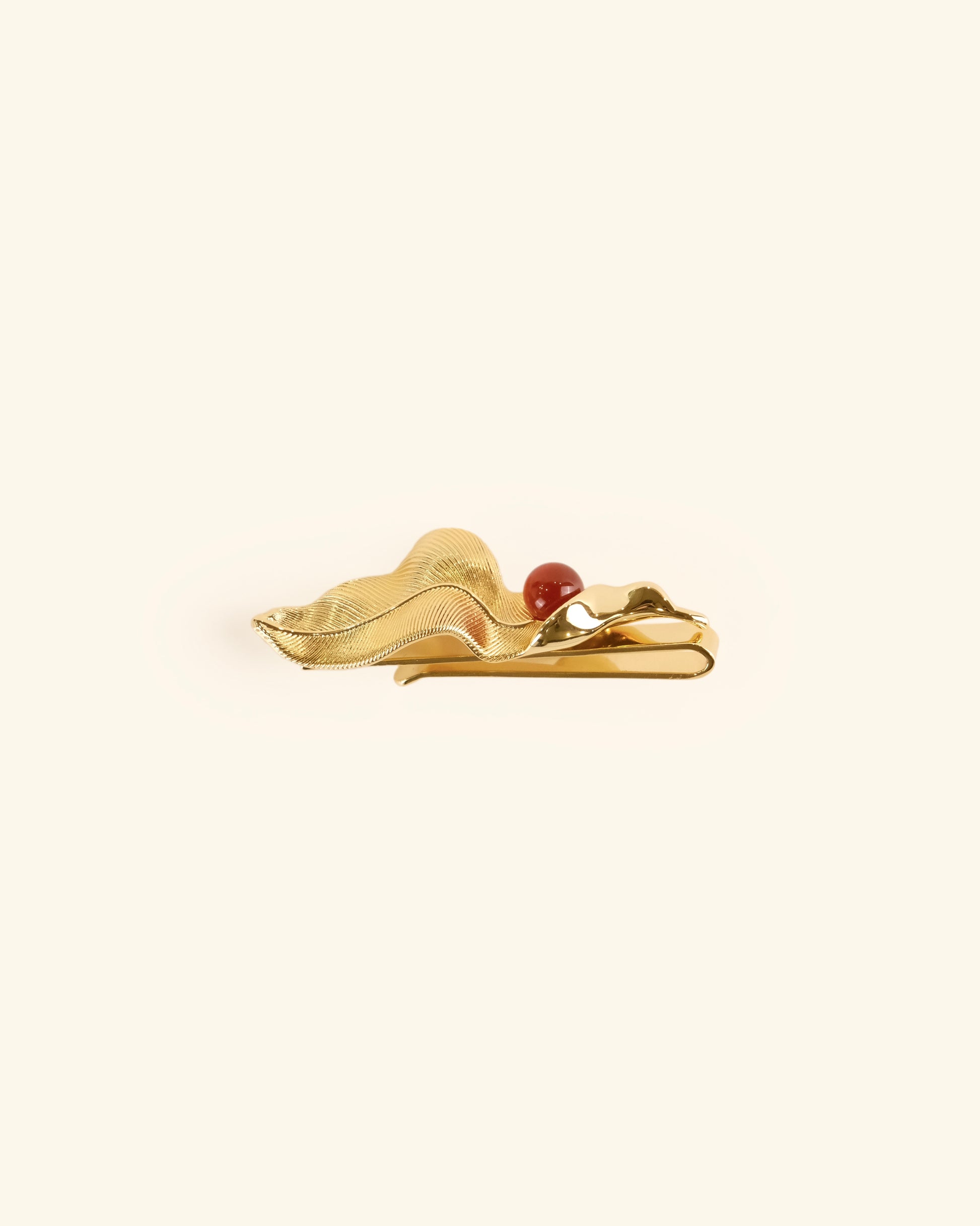 Red Onyx and Gold Plated Tie Clip