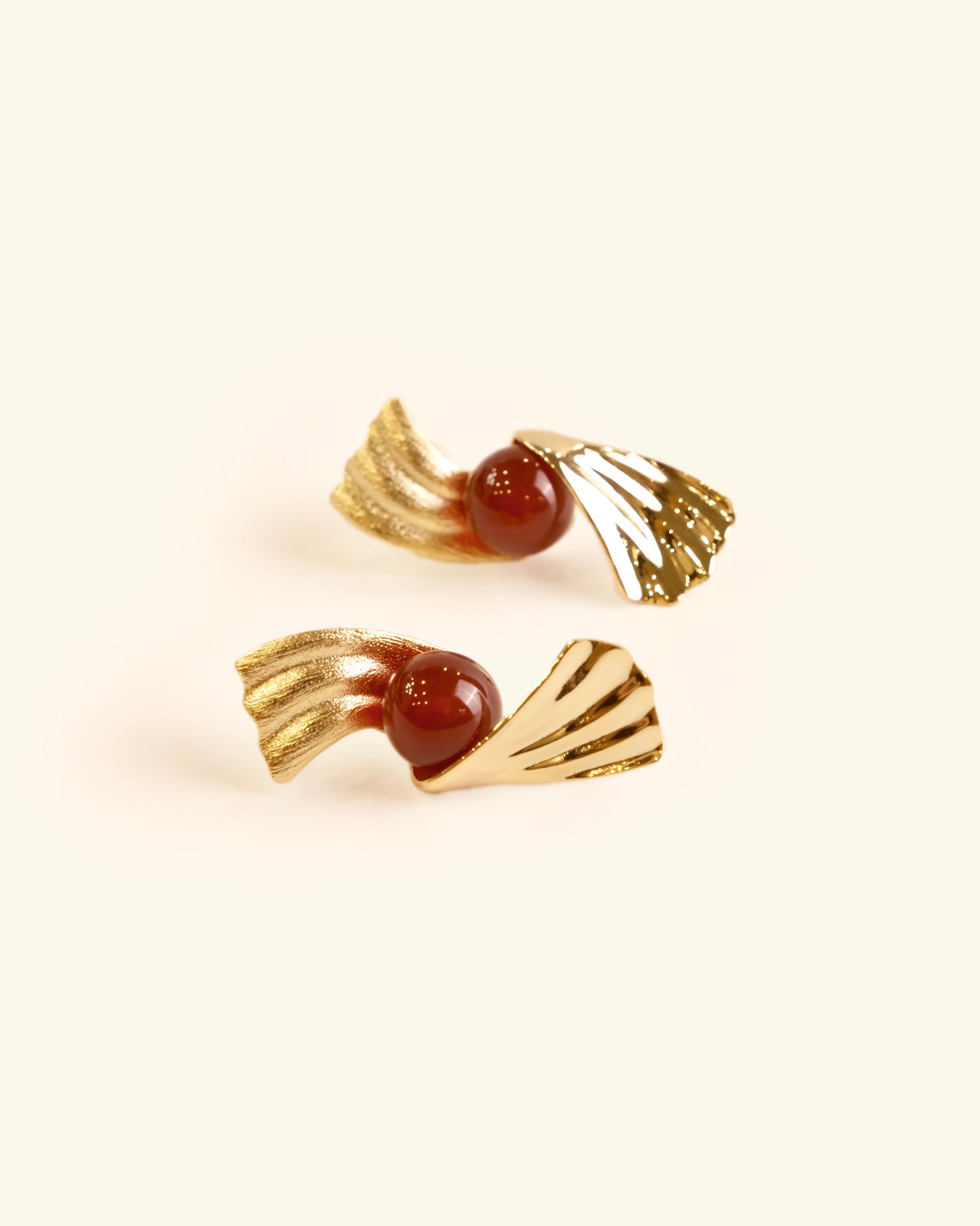 Red Onyx and Gold Vermeil Earrings