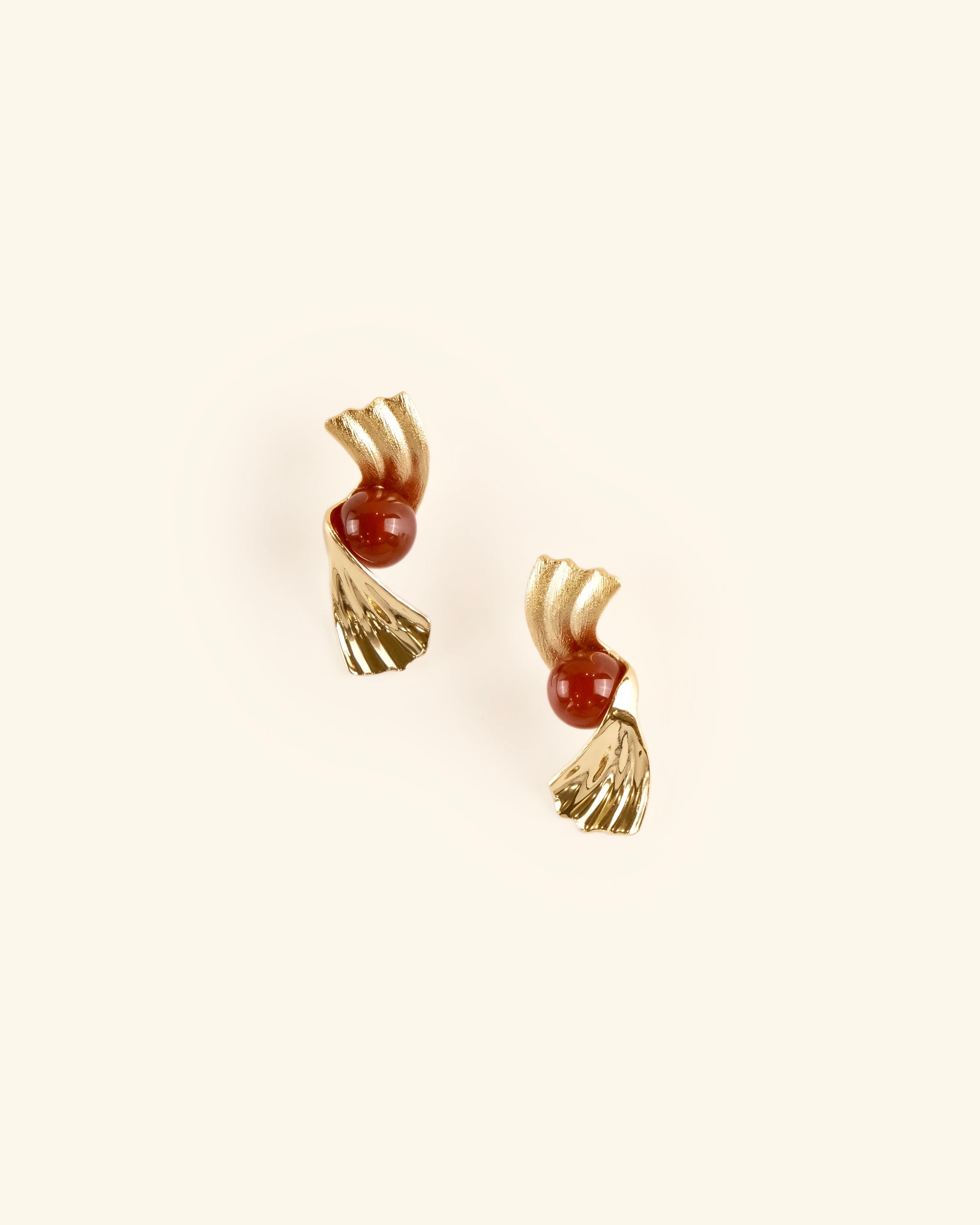 Red Onyx and Gold Vermeil Earrings