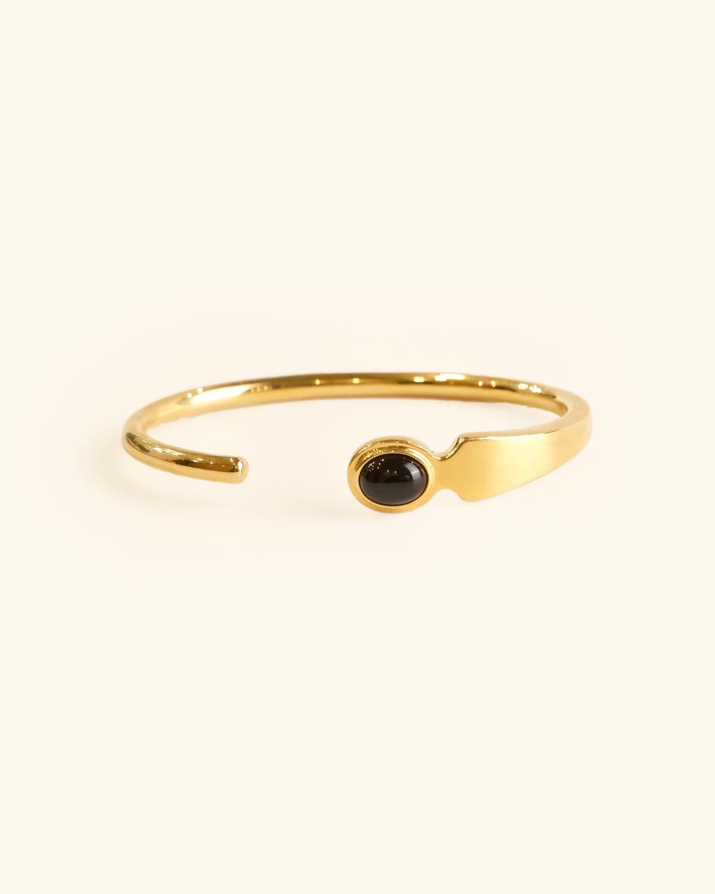 Black Onyx and Gold Plated Bangle