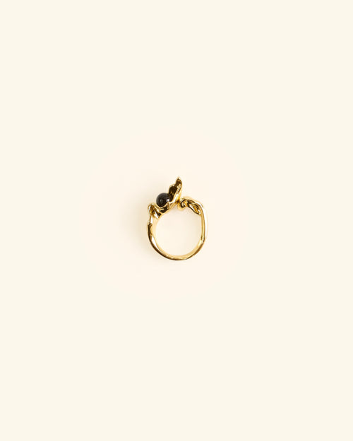 Black Onyx and Gold Plated Ring