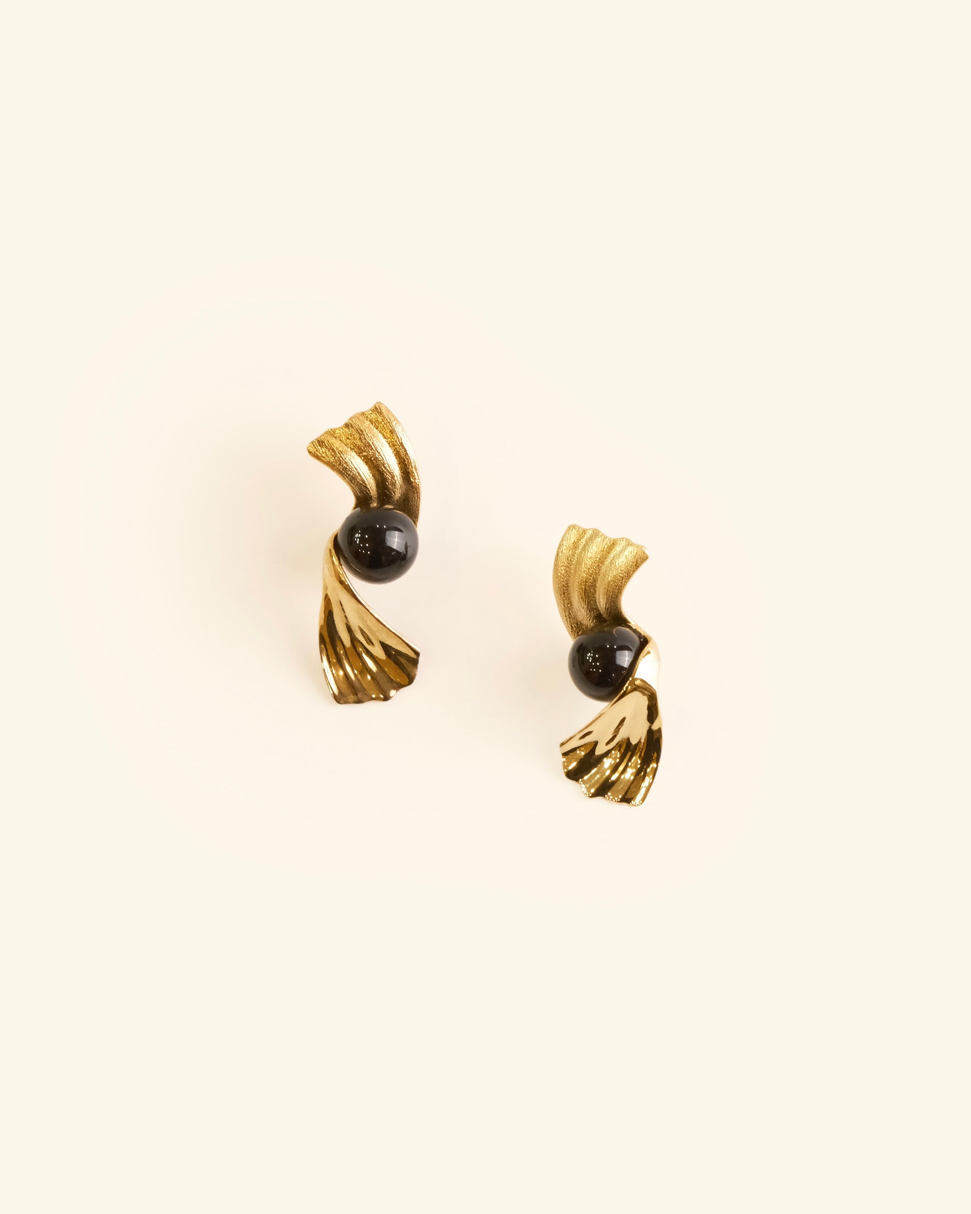 Black Onyx and Gold Vermeil Earrings