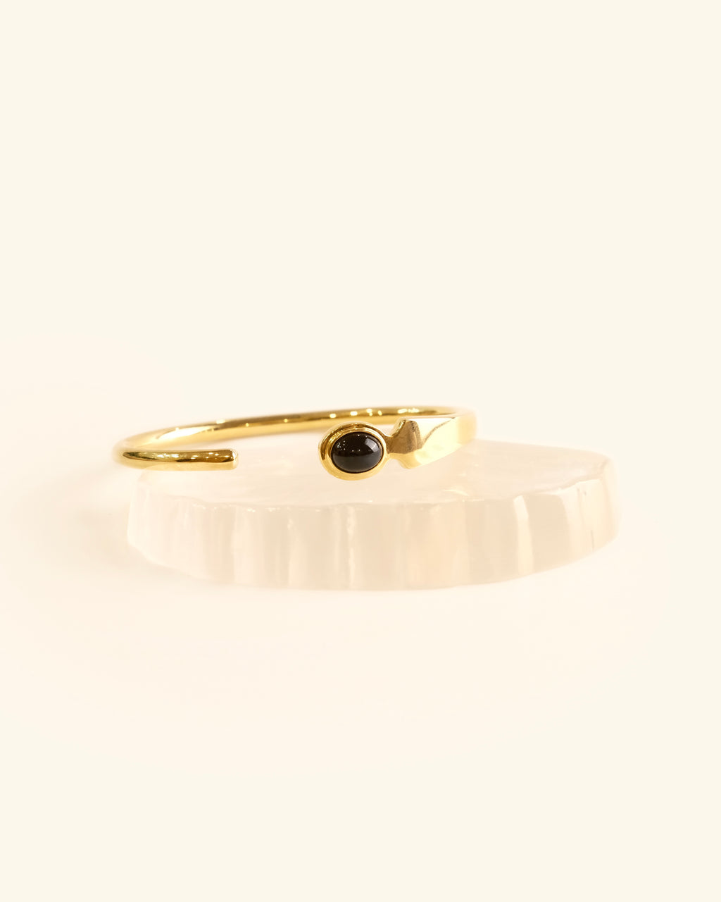Black Onyx and Gold Plated Bangle