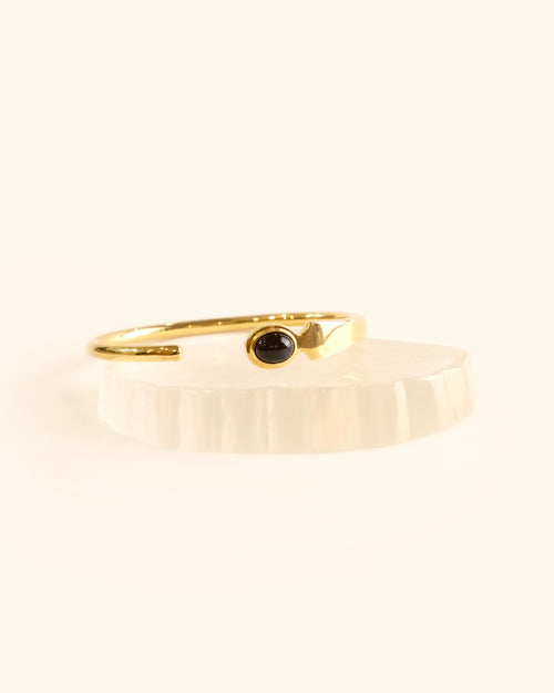 Black Onyx and 18ct Gold Plated Bangle