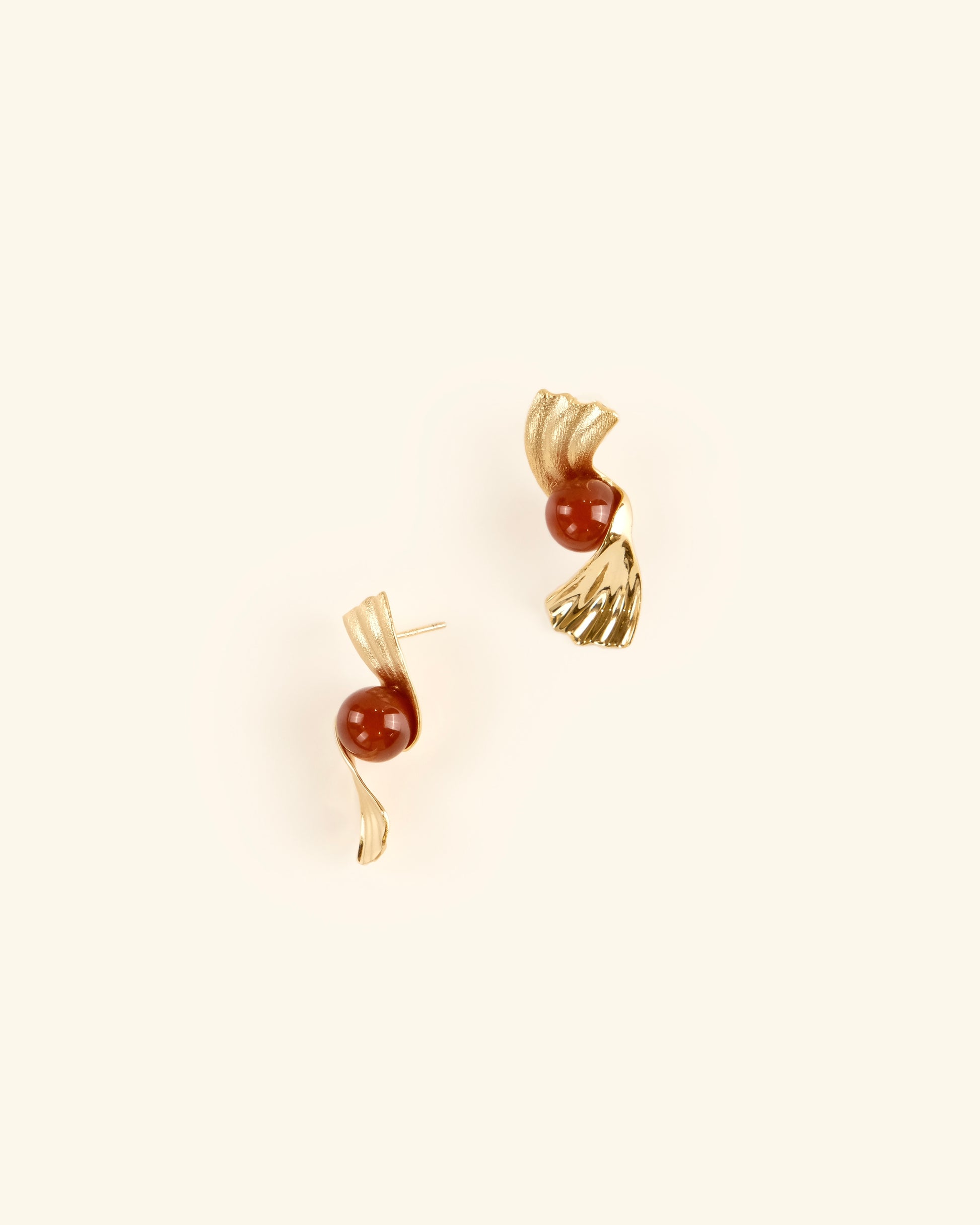 Red Onyx and Gold Vermeil Earrings