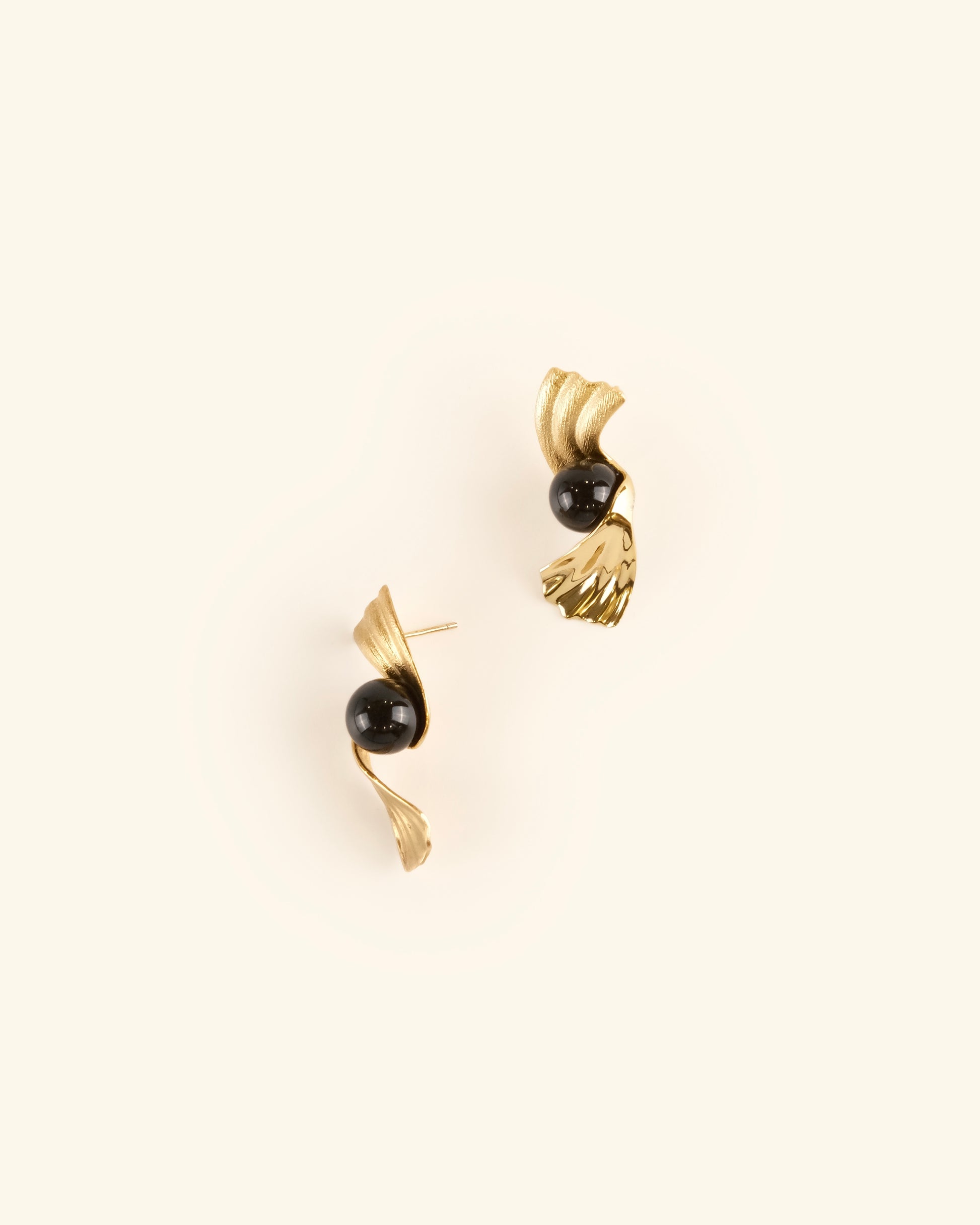 Black Onyx and Gold Vermeil Earrings