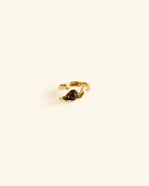 Black Onyx and Gold Plated Ring